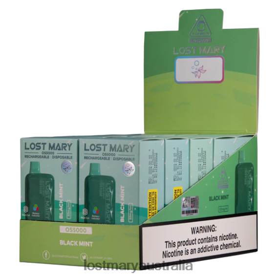 LOST MARY vape Australia - LOST MARY OS5000 Black Mint B64XL10
