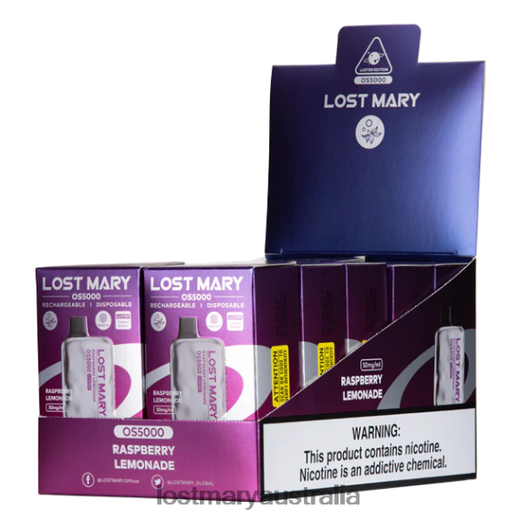 LOST MARY vape Australia - LOST MARY OS5000 Luster Raspberry Lemonade B64XL60